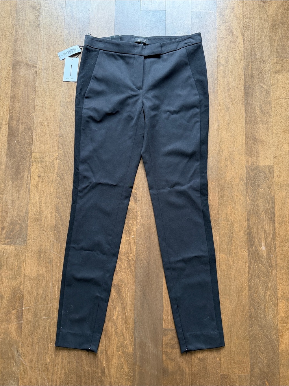 Babaton Black Tailored Dress Pants with Tuxedo Stripe
